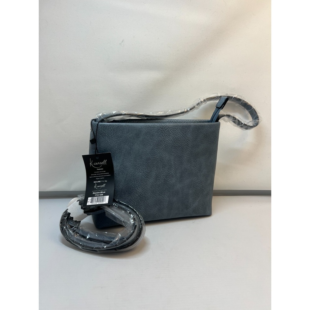 K-Carroll Vegan Leather Crossbody Purse Bag Pouch Denim Blue 785101 NWT 2 Straps